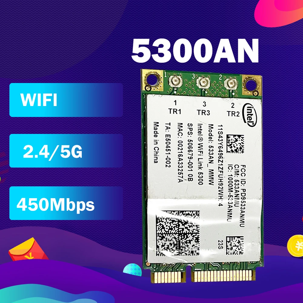 Горячая Распродажа 5300 533AN_MMW 802.11a/b/g/n 450 Мбит/с мини PCI-E беспроводная Wi-Fi карта для intel 5300AGN для Lenovo/ThinkPad
Горячая Распродажа 5300 533AN_MMW 802.11a/b/g/n 450 Мбит/с мини PCI-E беспроводная Wi-Fi карта для intel 5300AGN для Lenovo/ThinkPad
