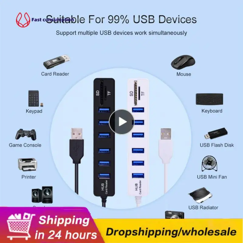 Docking Station Tf/sd Card Reader Portable 8-port Divider Multi Usb Splitter Mutifunctional Multi Splitter Adapter Power Adapter
Docking Station Tf/sd Card Reader Portable 8-port Divider Multi Usb Splitter Mutifunctional Multi Splitter Adapter Power Adapter