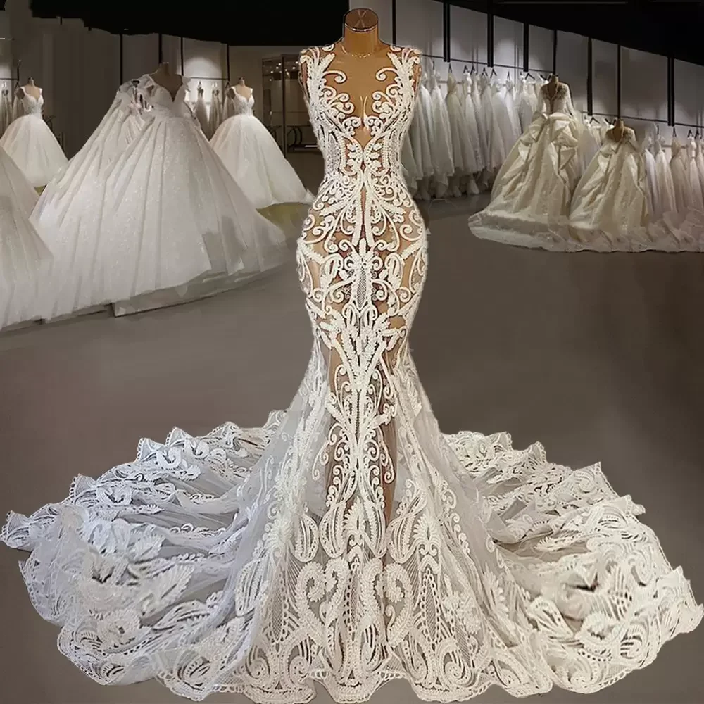 2023 Lace Mermaid Wedding Dresses Bridal Gowns Jewel Neck Appliqued Country Vestidos De Novia
2023 Lace Mermaid Wedding Dresses Bridal Gowns Jewel Neck Appliqued Country Vestidos De Novia