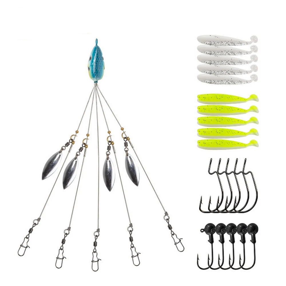 Lure Alabama Rig With Rotating Sequins 20.5cm Baited Fish Jig Mold Hooks T-Tail Trolling Fishing Accessories YE0130
Lure Alabama Rig With Rotating Sequins 20.5cm Baited Fish Jig Mold Hooks T-Tail Trolling Fishing Accessories YE0130