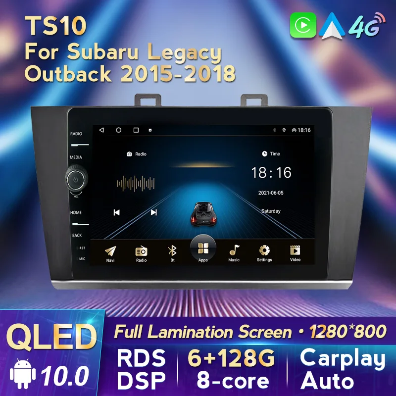 

Автомобильный радиоприемник с 9-дюймовым экраном Android 10 QLED для Subaru Legacy Outback 2015-2018, стерео, Мультимедийный, GPS-навигатор Carplay + Автомобильный Wi-Fi ...