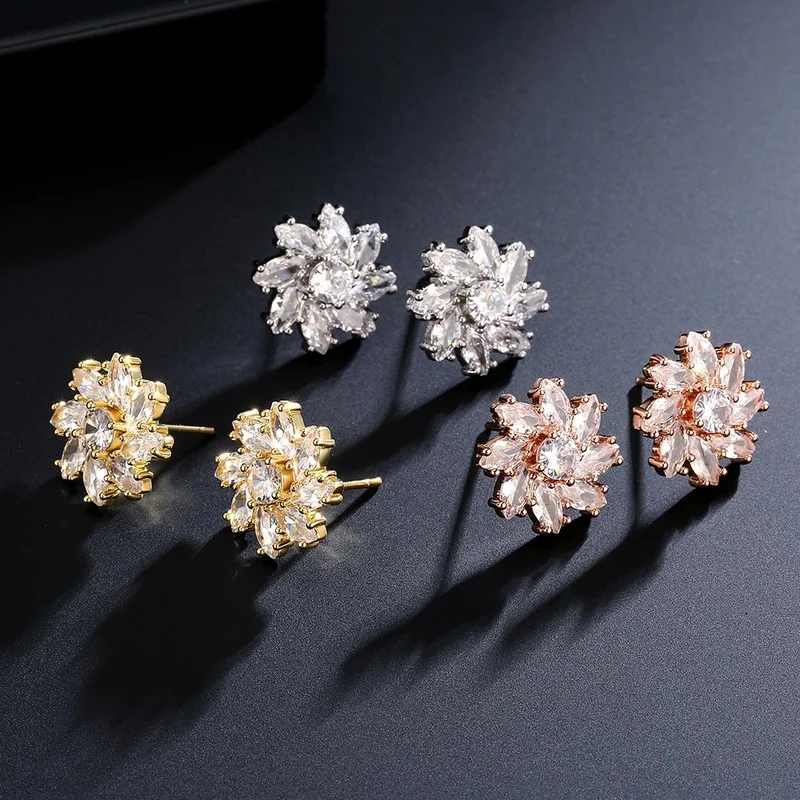 Fresh Sweet Romantic Flowers Stud Earrings for Women High Quality CZ Crystal Jewelry Fashion Bridal Wedding Earring Party Gifts
Fresh Sweet Romantic Flowers Stud Earrings for Women High Quality CZ Crystal Jewelry Fashion Bridal Wedding Earring Party Gifts