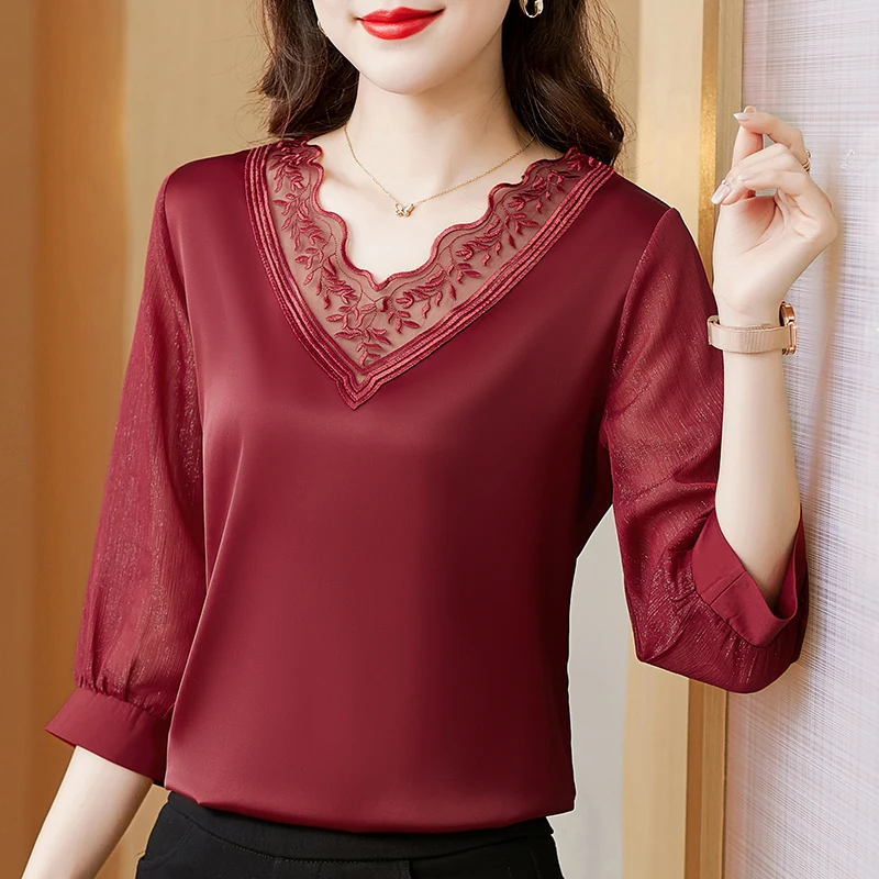 Korean Silk Women Blouses Chiffon Three Quarter Women Shirts Woman Green Blouse Tops Woman Top Blusas Femininas Elegante
Korean Silk Women Blouses Chiffon Three Quarter Women Shirts Woman Green Blouse Tops Woman Top Blusas Femininas Elegante
