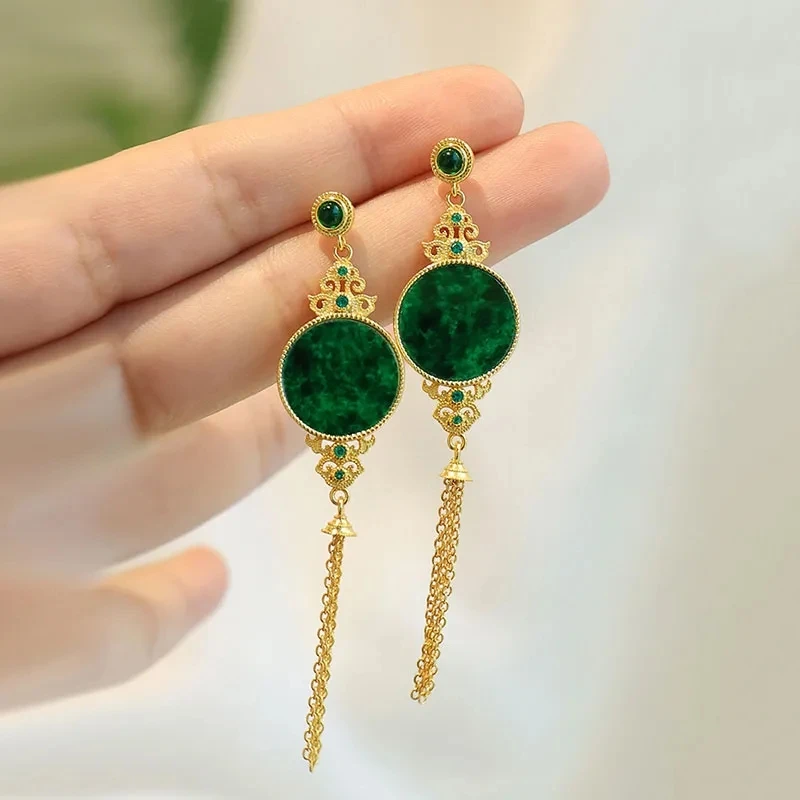 Classic Fresh quietly elegant Chinese styles natural Hotan Jade earrings for women green classical and fine Jewelry accessories
Classic Fresh quietly elegant Chinese styles natural Hotan Jade earrings for women green classical and fine Jewelry accessories