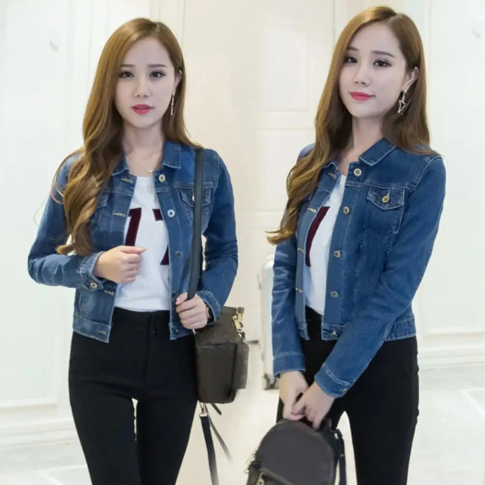 Hot Sell Women Short Jeans Jacket Slim Turn Down Collar Long Sleeve Button Denim Outwear
Hot Sell Women Short Jeans Jacket Slim Turn Down Collar Long Sleeve Button Denim Outwear