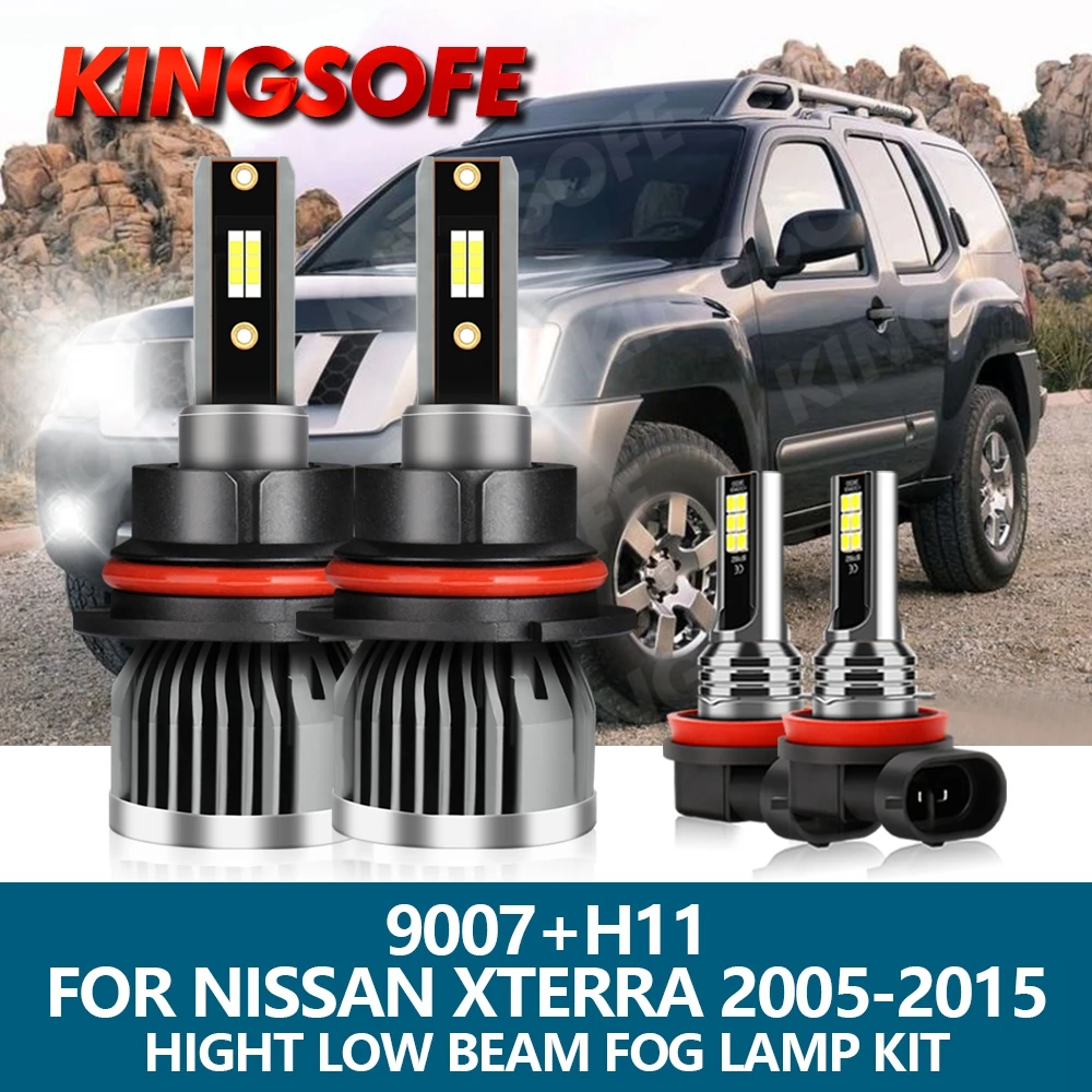 4Pcs LED Headlight 9007 H11 Car Light 26000Lm 110W 3570 CSP Chips Hight Low Beam Bulbs Fog Light Kit For Nissan Xterra 2005-2015
4Pcs LED Headlight 9007 H11 Car Light 26000Lm 110W 3570 CSP Chips Hight Low Beam Bulbs Fog Light Kit For Nissan Xterra 2005-2015