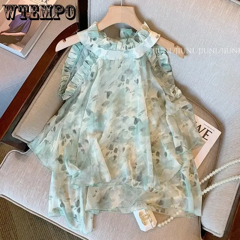 Women Sleeveless Blouse Halter Chiffon Loose Plus Size French Floral Shirt Top Summer High Quality Off-the-shoulder Causal Thin
Women Sleeveless Blouse Halter Chiffon Loose Plus Size French Floral Shirt Top Summer High Quality Off-the-shoulder Causal Thin