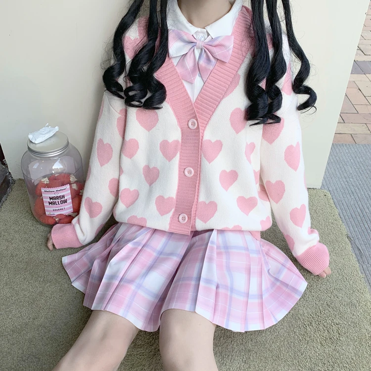 2023 Kawaii Knitted Sweater Girl Cute Love Print Women Autumn Winter Korea Pink V-Neck Cardigan Coat Casual Streetwear Top Loose
2023 Kawaii Knitted Sweater Girl Cute Love Print Women Autumn Winter Korea Pink V-Neck Cardigan Coat Casual Streetwear Top Loose