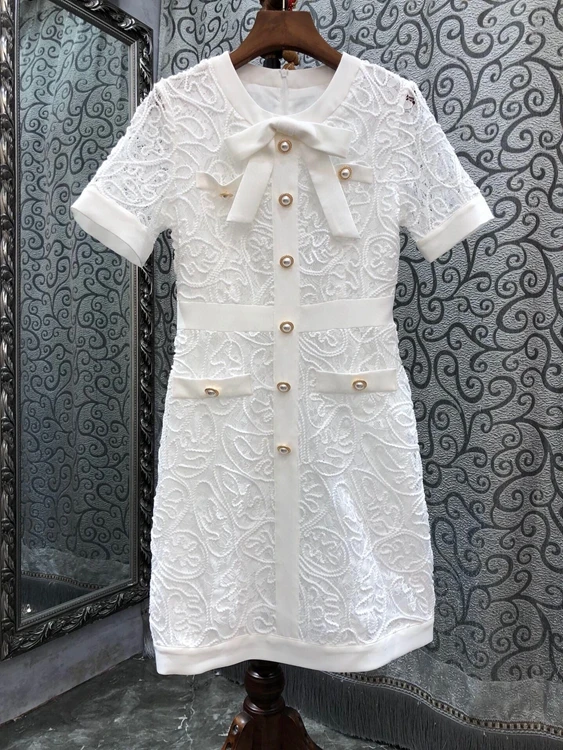 2022 new women fashion neckline bow knotted jacquard symmetrical pocket short-sleeved skirt dress 608 
2022 new women fashion neckline bow knotted jacquard symmetrical pocket short-sleeved skirt dress 608