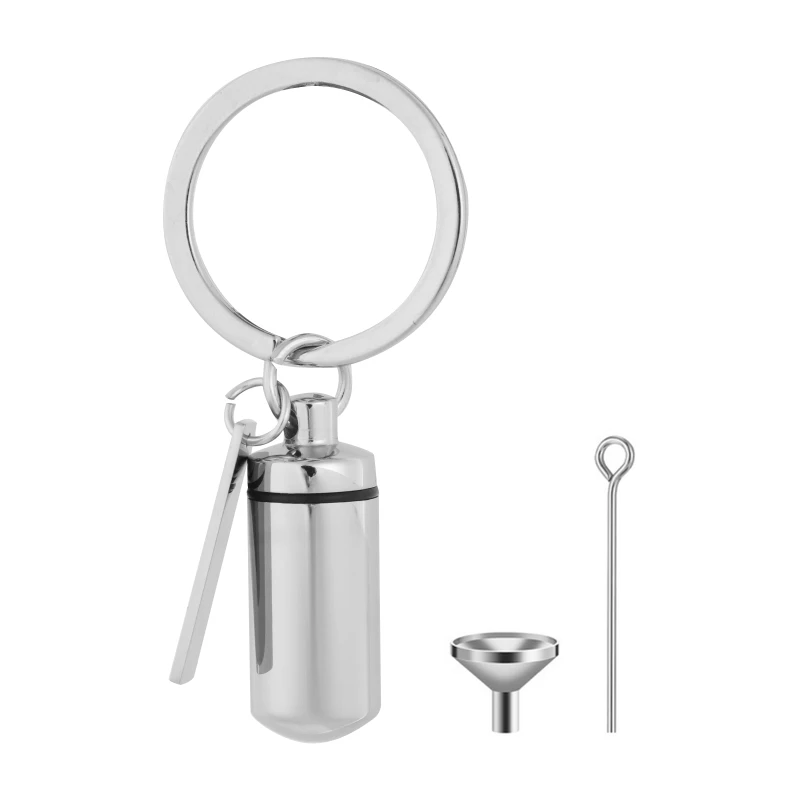 517F Cremation Cylinder Urn Memorial Remains Keychain Metal Pendant Keyring Urn Container Stainless Steel Cremation Jewelry
517F Cremation Cylinder Urn Memorial Remains Keychain Metal Pendant Keyring Urn Container Stainless Steel Cremation Jewelry