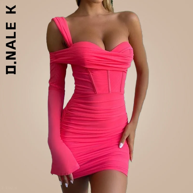 D.Nale K Double Layer Mesh Bodycon Dress Women's Summer One Shoulder Zipper Mini Dresses Women Sexy Night Club Party Dress
D.Nale K Double Layer Mesh Bodycon Dress Women's Summer One Shoulder Zipper Mini Dresses Women Sexy Night Club Party Dress