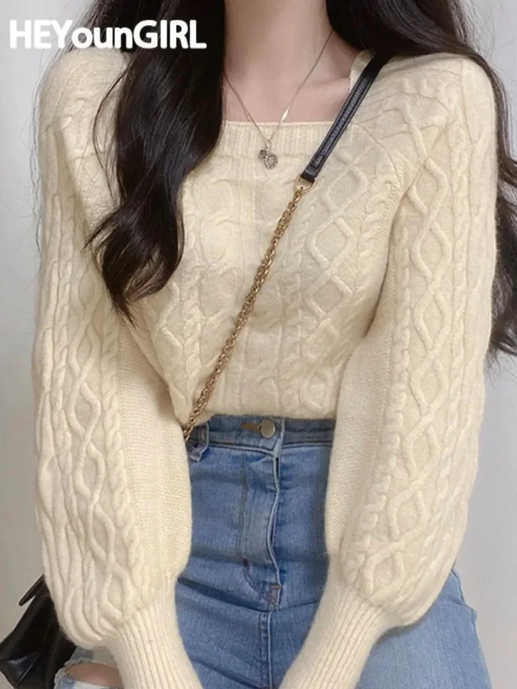 Crochet Lantern Sleeve Pullover Korean Women Sqaure Collar Winter Sweater Thick Warm Fairycore Tops Streetwear Basic
Crochet Lantern Sleeve Pullover Korean Women Sqaure Collar Winter Sweater Thick Warm Fairycore Tops Streetwear Basic
