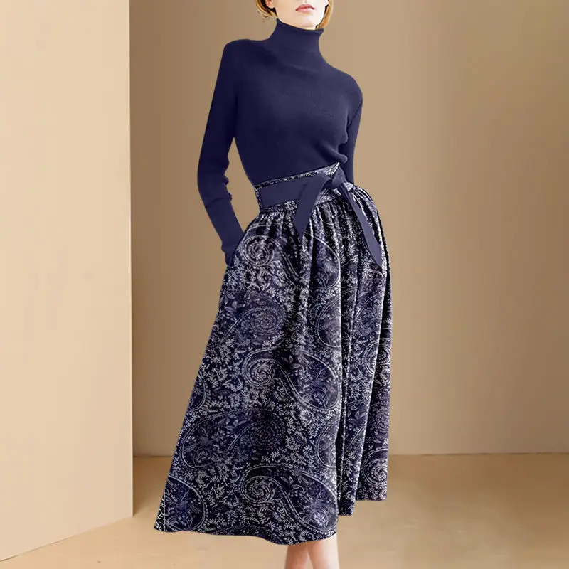 Women's Bottom Knitted Top+Half Skirt European and American Fashion Suit New Fashionable Knitted Top Printed Skirt Two-piece Set
Women's Bottom Knitted Top+Half Skirt European and American Fashion Suit New Fashionable Knitted Top Printed Skirt Two-piece Set