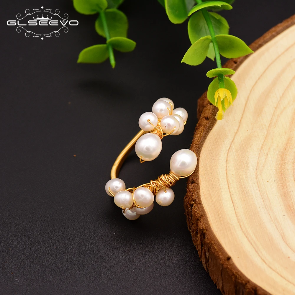 

GLSEEVO натуральный пресноводный барокко белый жемчуг Регулируемые кольца для женщин ручной работы обручальное кольцо Роскошные ювелирные изделия GR0190