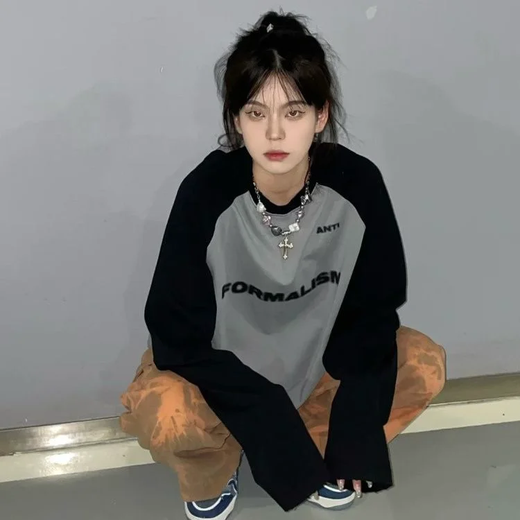 American Vintage O-neck Black Gary Tops Women Loose Long Sleeve Print T-shirts Spring New All-match Tee Shirt Y2k Streetwear
American Vintage O-neck Black Gary Tops Women Loose Long Sleeve Print T-shirts Spring New All-match Tee Shirt Y2k Streetwear