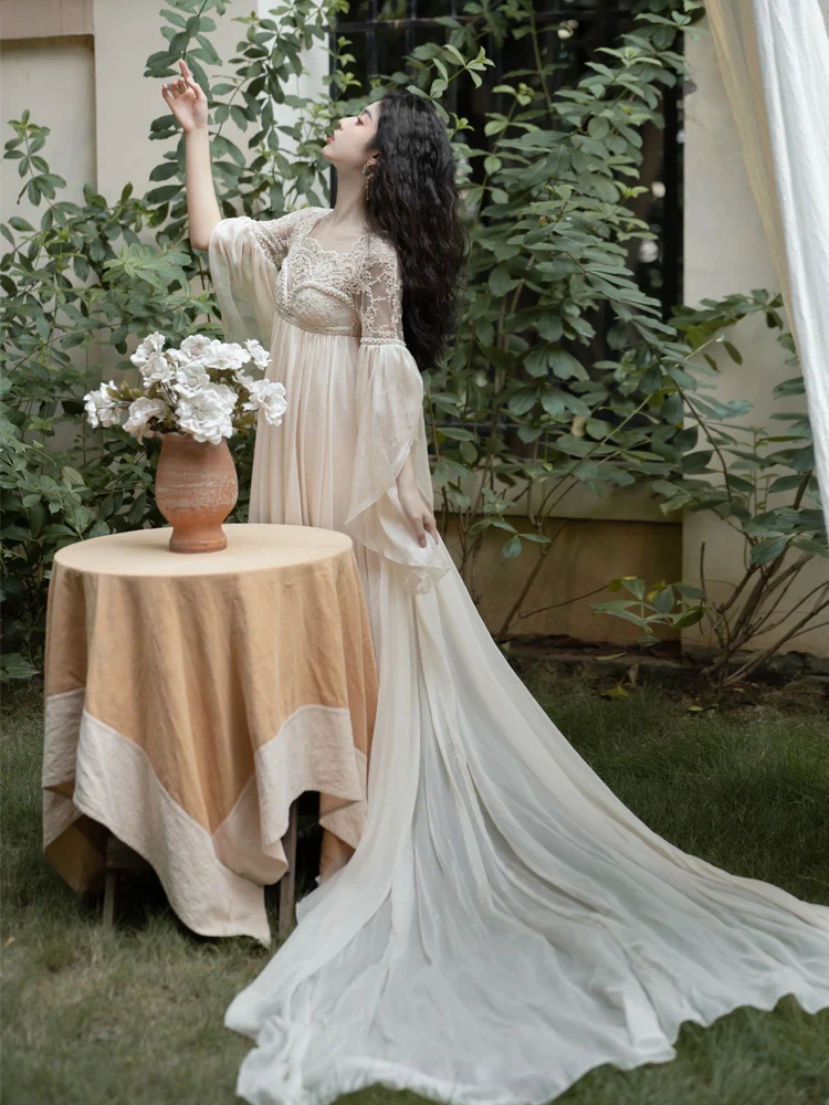 YOSIMI Evening Party Dress 2022 Summer Maxi Vintage Long Sleeve Lace Patchwork Voile Champagne Women Floor-Length Dress Elegant
YOSIMI Evening Party Dress 2022 Summer Maxi Vintage Long Sleeve Lace Patchwork Voile Champagne Women Floor-Length Dress Elegant