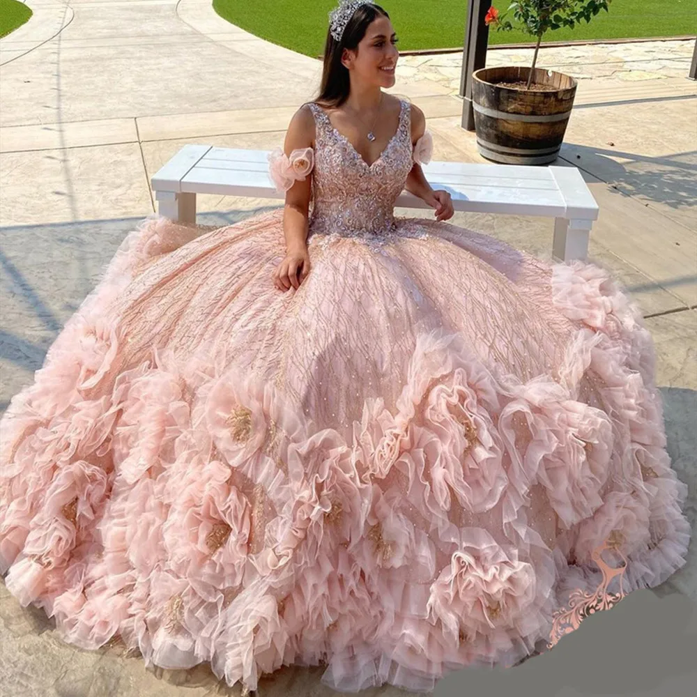 Pink Quinceanera Dresses Sequin Lace Ball Gown Cascading Ruffles Embroidery V-Neck Sweet 16 Dress Long Formal Party Gowns
Pink Quinceanera Dresses Sequin Lace Ball Gown Cascading Ruffles Embroidery V-Neck Sweet 16 Dress Long Formal Party Gowns