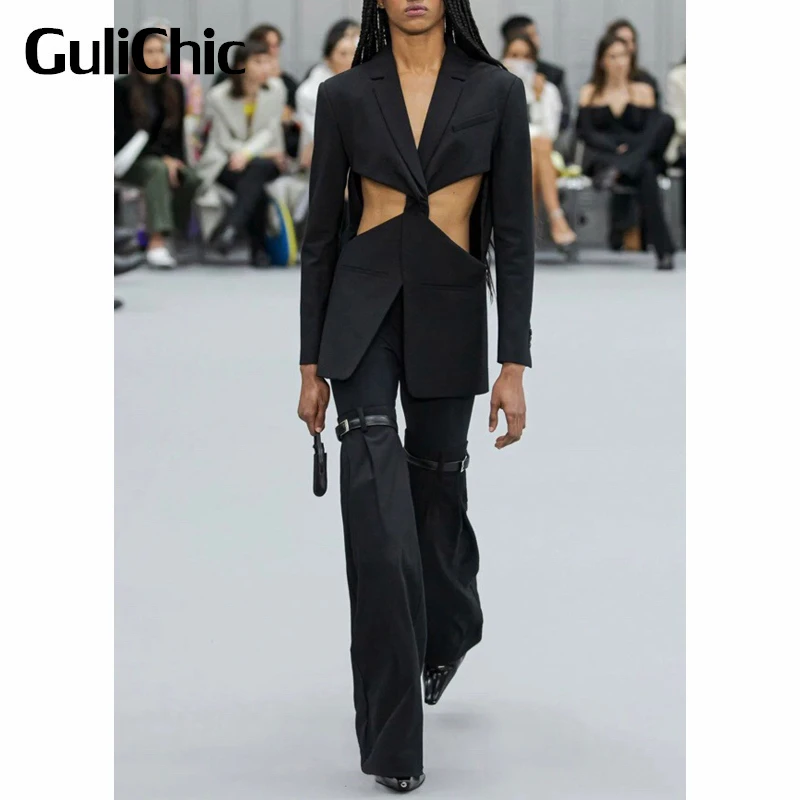 9.21 GuliChic Women Temperament Street Hollow Out Long Sleeve Shoulder Pads Black Midi Blazer Or Straight Pants Set
9.21 GuliChic Women Temperament Street Hollow Out Long Sleeve Shoulder Pads Black Midi Blazer Or Straight Pants Set