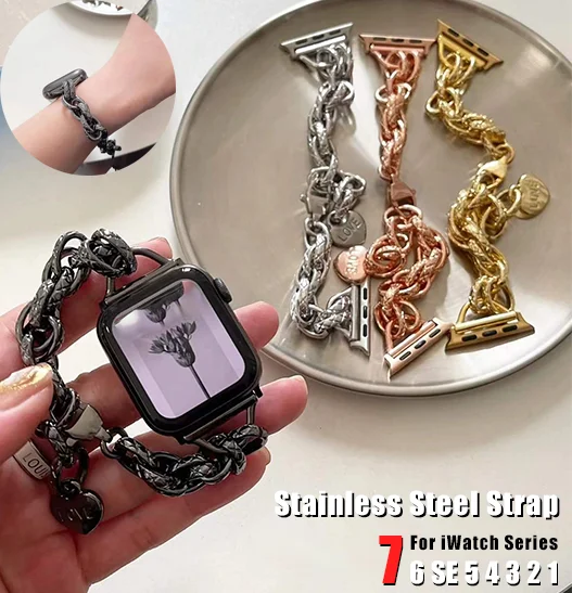 41 45mmLuxury Stainless Steel Strap for Apple Watch metal Band for iWatch Series 7 6 SE 5 4 3 2 1 38 42mm 40 44mm Lady Bracelet
41 45mmLuxury Stainless Steel Strap for Apple Watch metal Band for iWatch Series 7 6 SE 5 4 3 2 1 38 42mm 40 44mm Lady Bracelet