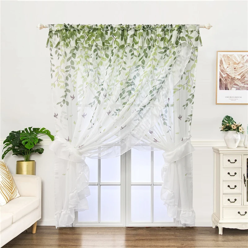 French Pastoral Romantic Wedding Party Green Rattan Leaf Bird Sheer Tulle Curtains For Living Room Balcony Door Window Drapes
French Pastoral Romantic Wedding Party Green Rattan Leaf Bird Sheer Tulle Curtains For Living Room Balcony Door Window Drapes