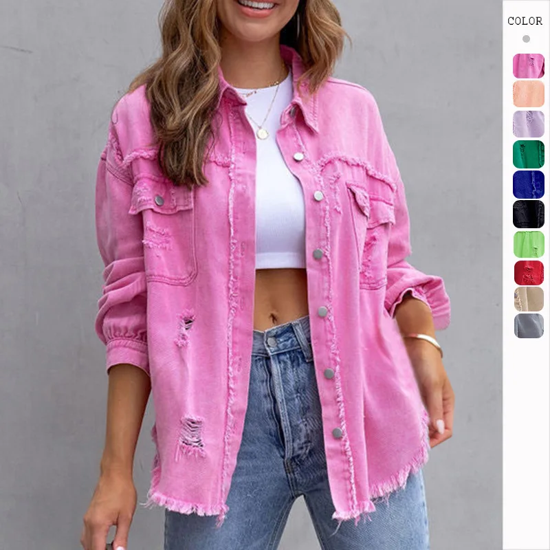 2023 autumn and winter women's new fashion fur-trimmed hole denim jacket long-sleeved lapel casual tops multicolor denim jacket
2023 autumn and winter women's new fashion fur-trimmed hole denim jacket long-sleeved lapel casual tops multicolor denim jacket