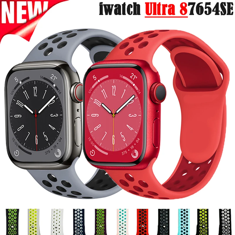 Silicone Strap For Apple Watch band 44mm 45mm 41mm 40mm 49mm 42 mm Sport Rubber Bracelet iWatch series 7 3 4 5 6 SE 8 Ultra Band
Silicone Strap For Apple Watch band 44mm 45mm 41mm 40mm 49mm 42 mm Sport Rubber Bracelet iWatch series 7 3 4 5 6 SE 8 Ultra Band
