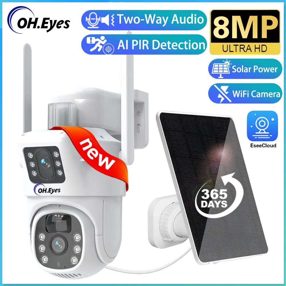 8mp Solar Panel Ptz Camera Wifi Outdoor CCTV Camara Auto Tracking Night Vision Eseecloud Security Protection Built in Battery 4k
8mp Solar Panel Ptz Camera Wifi Outdoor CCTV Camara Auto Tracking Night Vision Eseecloud Security Protection Built in Battery 4k