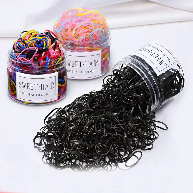 

500Pcs/Box Girls Colourful Disposable Rubber Band Elastic Hair Bands Headband Children Ponytail Holder Hair Bands For Kids