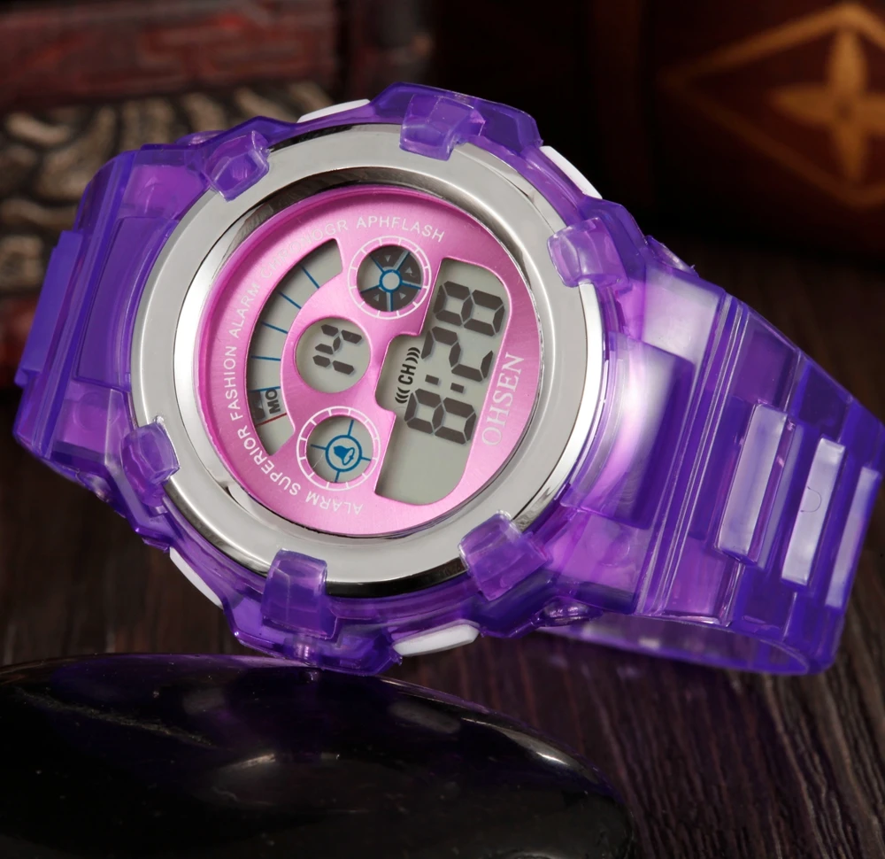 Цифровые Детские Женские часы светодиодные спортивные водонепроницаемые