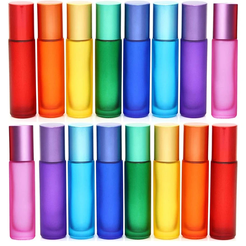 

1pcs 5-10ml Multiple Colors Frosted Glass Roller Bottles w/ Stainless Steel Ball For Perfume Essential Oil Liquid Aromatherapy