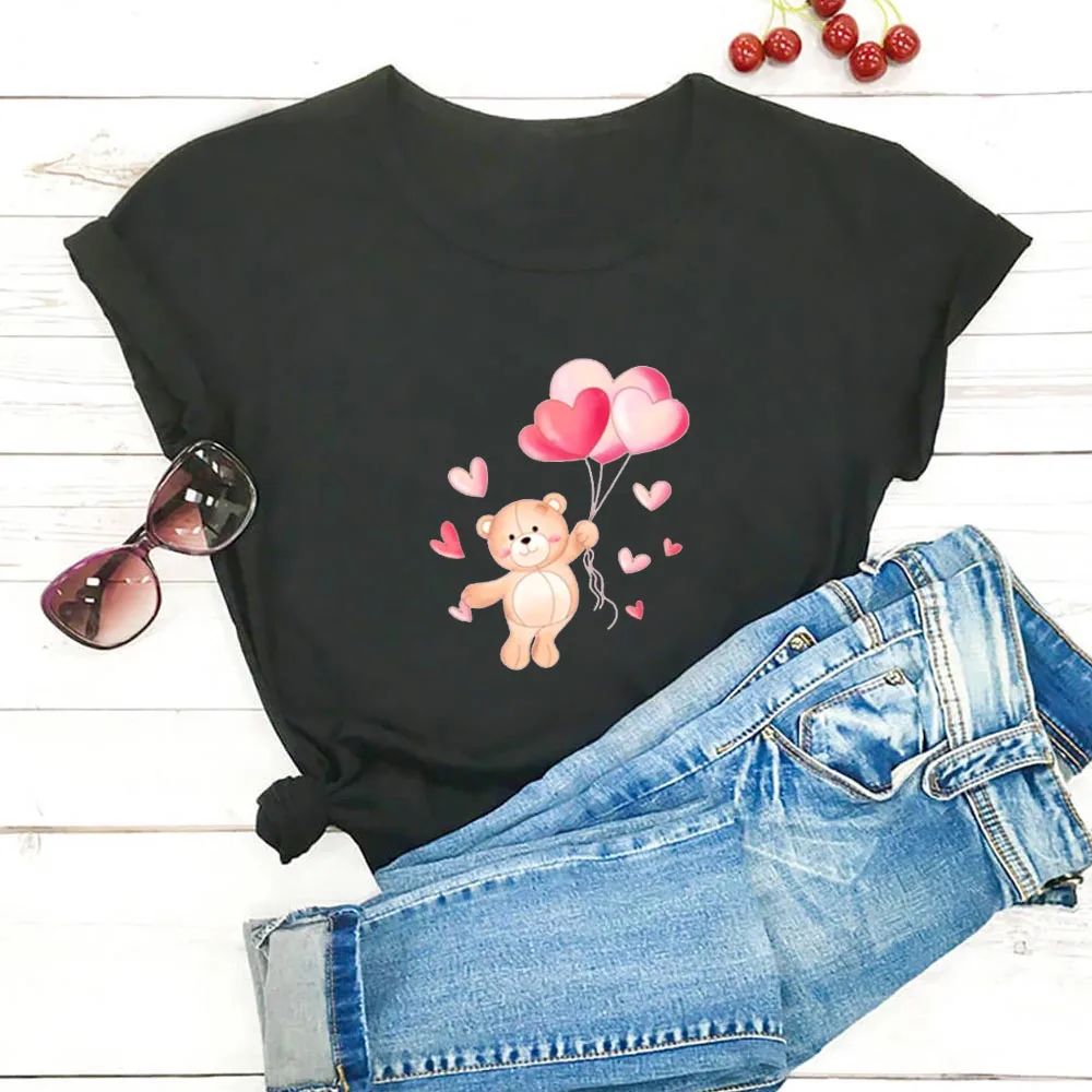 Love Balloons Bear T-shirt Women Harajuku Cartoon Kawaii Pattern Print Tshirt Women Simple Wild T Shirt Women Comfortable Top
Love Balloons Bear T-shirt Women Harajuku Cartoon Kawaii Pattern Print Tshirt Women Simple Wild T Shirt Women Comfortable Top