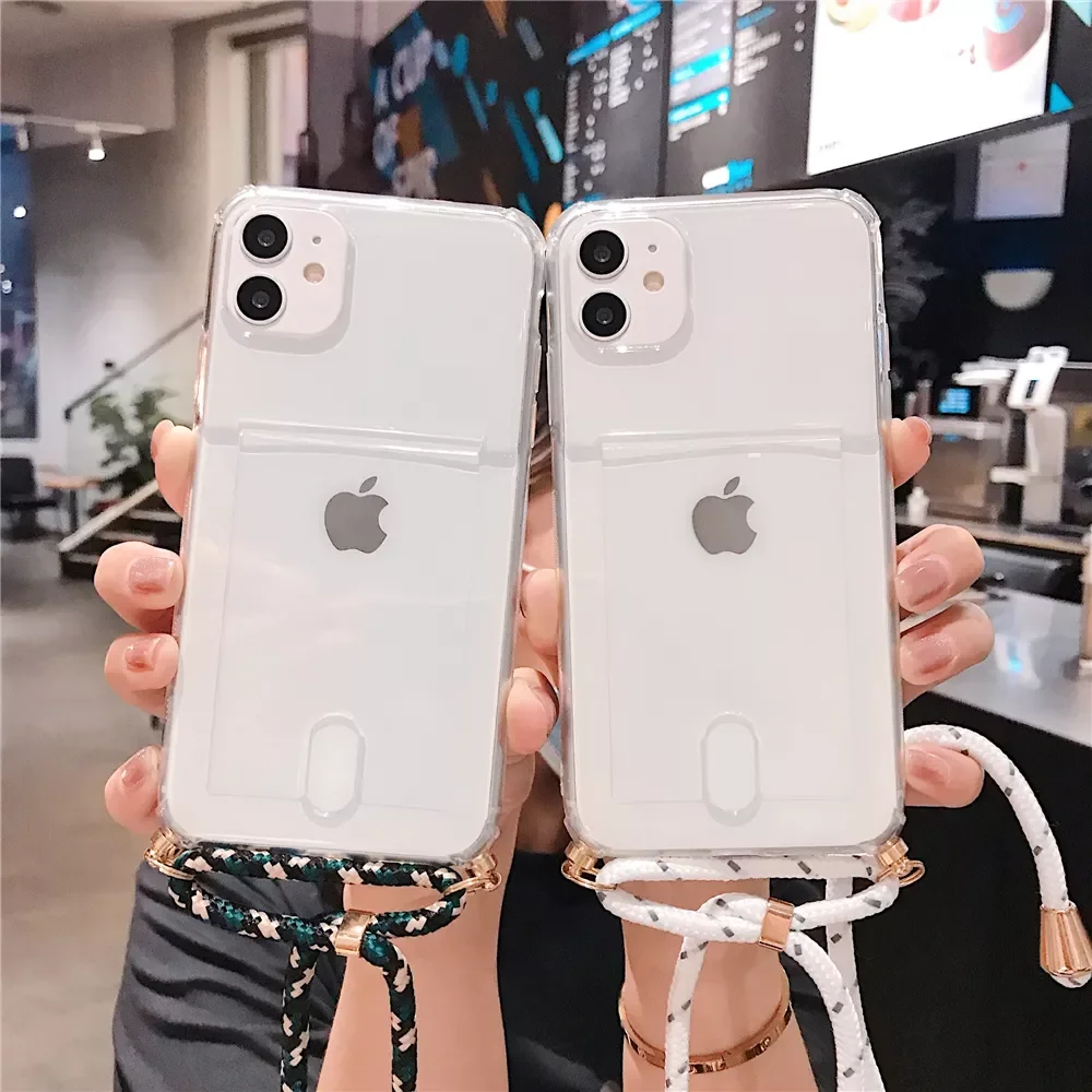 2022 Trend Lanyard Rope Wallet Card Slot Holder Clear Case For iPhone 14 11 12 13 Pro Max Mini XS X XR 6 S 8 7 Plus SE Soft Cove
2022 Trend Lanyard Rope Wallet Card Slot Holder Clear Case For iPhone 14 11 12 13 Pro Max Mini XS X XR 6 S 8 7 Plus SE Soft Cove