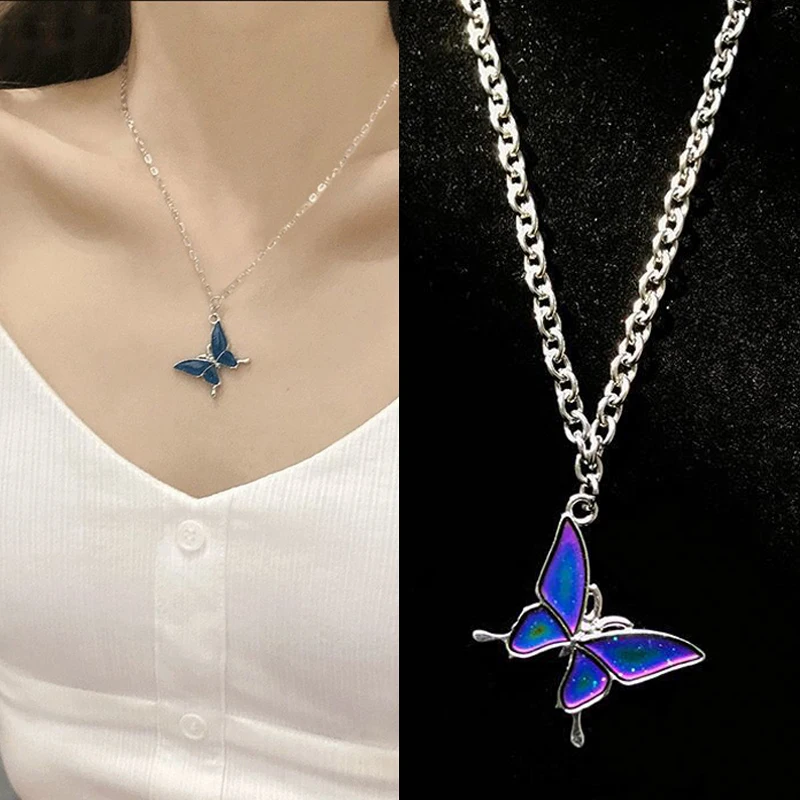 New Butterfly Discolor Necklace for Women Exquisite Clavicle Chain Necklaces Jewelry Vintage Pendant Necklaces Accessories Gift
New Butterfly Discolor Necklace for Women Exquisite Clavicle Chain Necklaces Jewelry Vintage Pendant Necklaces Accessories Gift