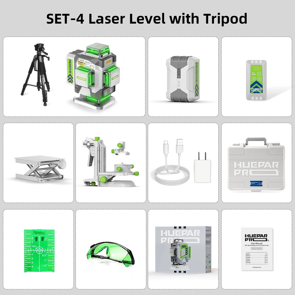 Huepar Professional Laser Level 4D ZK04CG
Huepar Professional Laser Level 4D ZK04CG
