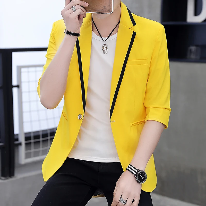 Men In The Sleeve Small Suit Summer Thin Seven-point Sleeve Korean Slim Suit Handsome Hair Stylist Coat Trend Mens Blazer
Men In The Sleeve Small Suit Summer Thin Seven-point Sleeve Korean Slim Suit Handsome Hair Stylist Coat Trend Mens Blazer