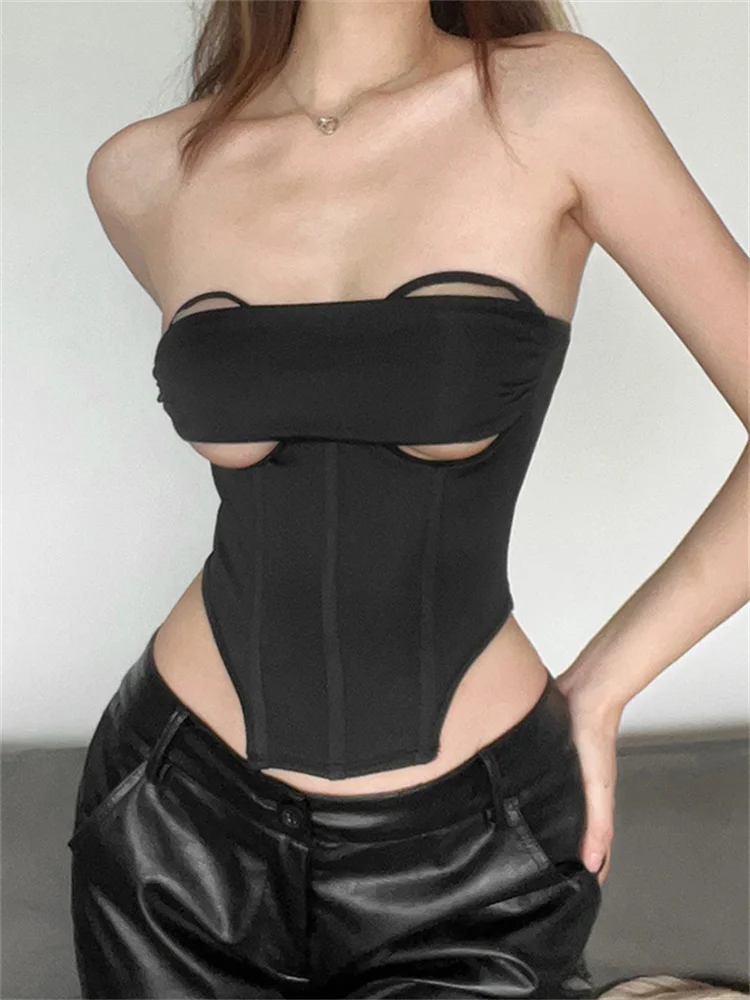 CHRONSTYLE Women Cutout Tube Tops Strapless Backless Hollow Out Tank Irregular Hem Solid Summer Mini Vest Club Party Streetwear 
CHRONSTYLE Women Cutout Tube Tops Strapless Backless Hollow Out Tank Irregular Hem Solid Summer Mini Vest Club Party Streetwear