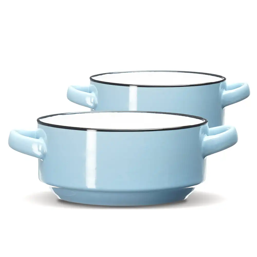 Baking Serving Ceramic Blue Soup Bowls Crocks with Handles - 16 Ounce - Set of 2
Baking Serving Ceramic Blue Soup Bowls Crocks with Handles - 16 Ounce - Set of 2