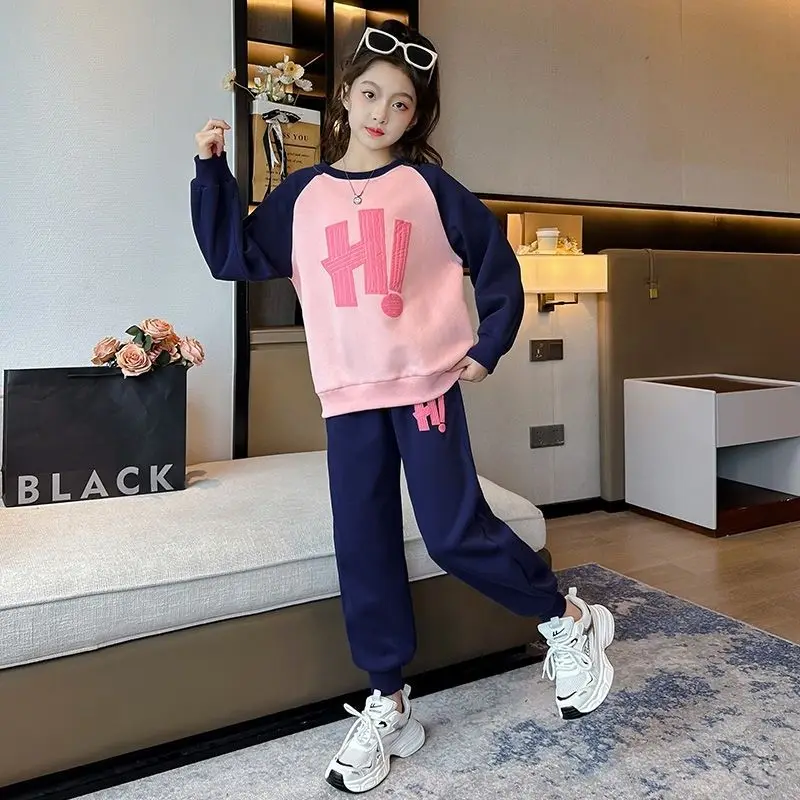 Grils 2 Piece Outfits Pullover Sweatshirt Pants Sets Kids Tracksuits Children Letter"hi"color Block Casual Clothing Suits
Grils 2 Piece Outfits Pullover Sweatshirt Pants Sets Kids Tracksuits Children Letter"hi"color Block Casual Clothing Suits