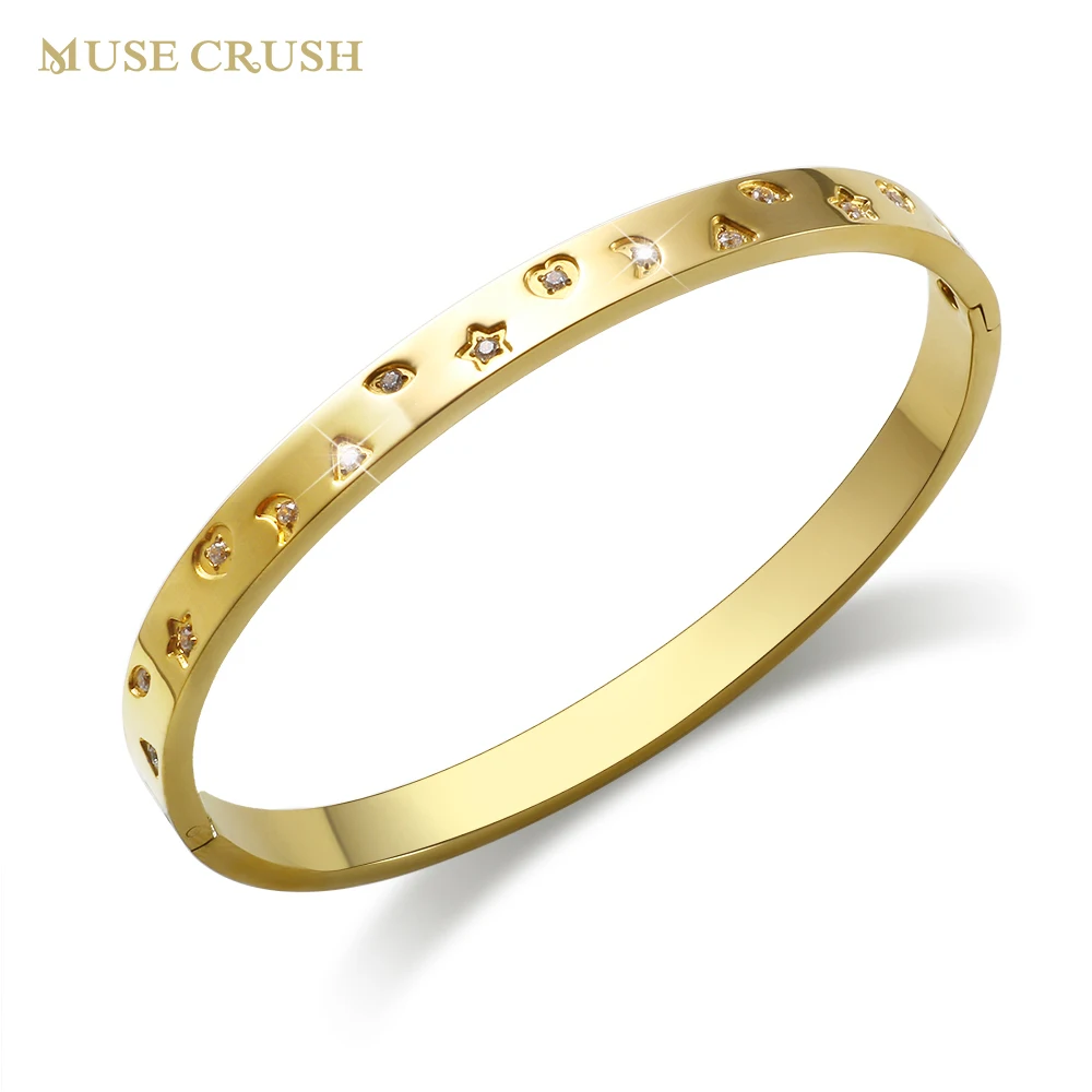 Muse Crush Stainless Steel CZ Bracelet Luxury Shiny Crystal Cubic Zirconia Bangle for Women Wedding Engagement Party Jewelry
Muse Crush Stainless Steel CZ Bracelet Luxury Shiny Crystal Cubic Zirconia Bangle for Women Wedding Engagement Party Jewelry