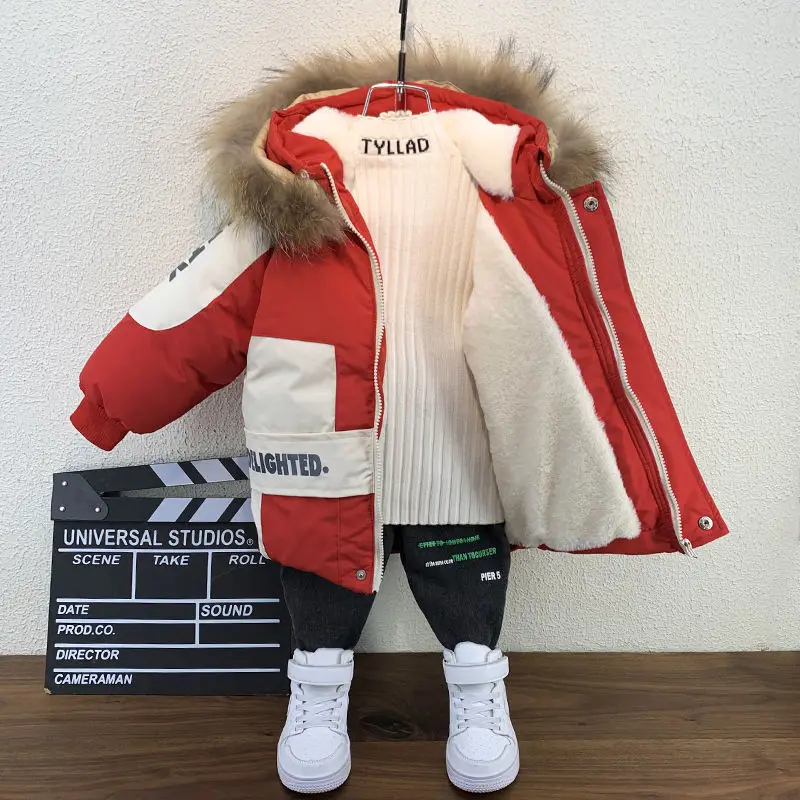 New Baby Fur Collar Hooded Winter Boys Letter Coat Cotton Plus Velvet Thicken Warm Jacket for Children's 2-8Years
New Baby Fur Collar Hooded Winter Boys Letter Coat Cotton Plus Velvet Thicken Warm Jacket for Children's 2-8Years