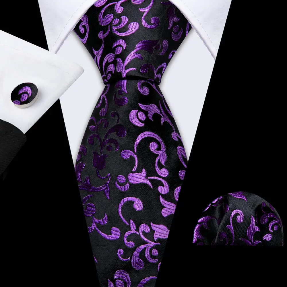Gifts Silk Purple Men Tie With Pocket Square Cufflink Set New Floral Silk Suit Necktie For Male Formal Designer Party Barry.Wang
Gifts Silk Purple Men Tie With Pocket Square Cufflink Set New Floral Silk Suit Necktie For Male Formal Designer Party Barry.Wang