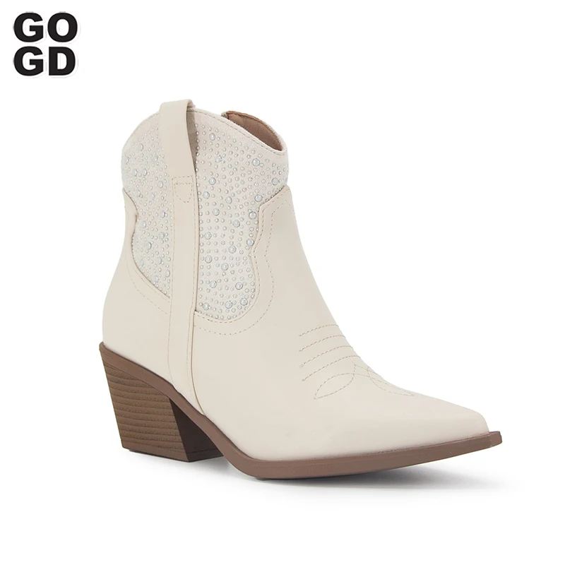 GOGD Brand Fashion Women‘s Ankle Boots Newest 2023 Western Cowboy Boots Rhinestone Luxury Cowgirl Shoes High Heels Short Boots
GOGD Brand Fashion Women‘s Ankle Boots Newest 2023 Western Cowboy Boots Rhinestone Luxury Cowgirl Shoes High Heels Short Boots