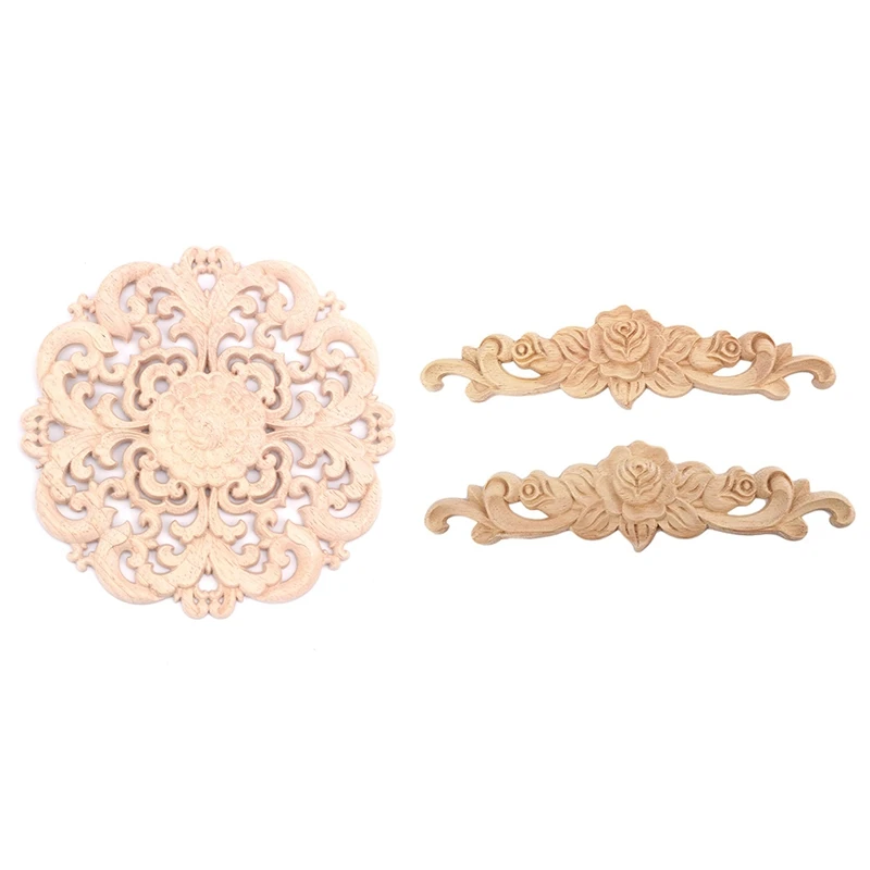 3 Pcs Rubber Wood Carved Applique Unpainted Rose Flower Door Home Decor European Style, 1 Pcs 15Cm & 2 Pcs 20 X 5Cm
3 Pcs Rubber Wood Carved Applique Unpainted Rose Flower Door Home Decor European Style, 1 Pcs 15Cm & 2 Pcs 20 X 5Cm