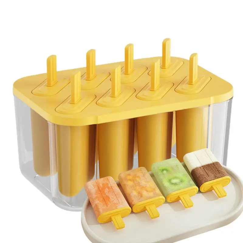 

Homemade Ice Cream Popsicle Molds Set 8Pcs DIY Ice Cube Makers With Fruit Juice Mould Tray Ice Pop Cake Dessert Freeze Mold Tray