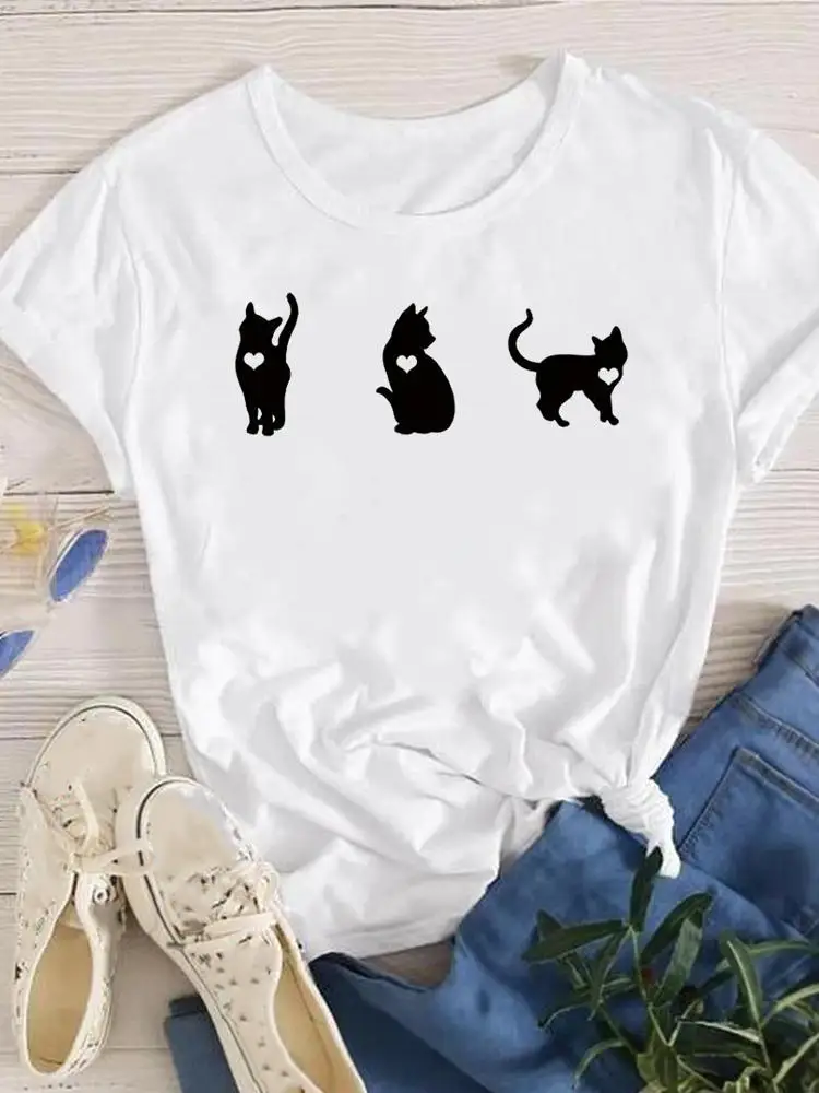 Print Female Summer Clothing T-shirts Short Sleeve Clothes Fashion Cat Love Heart Cute Trend Casual Ladies Women T Graphic Tee
Print Female Summer Clothing T-shirts Short Sleeve Clothes Fashion Cat Love Heart Cute Trend Casual Ladies Women T Graphic Tee