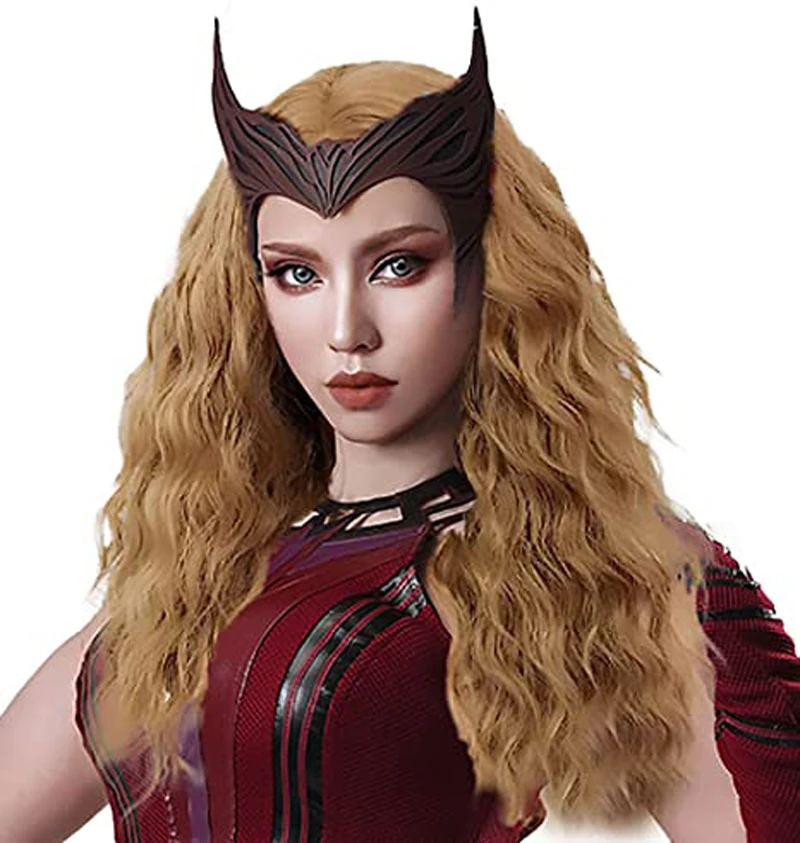 Парик для косплея Wanda Vision длинный волнистый жаропрочный синтетический с маской и
