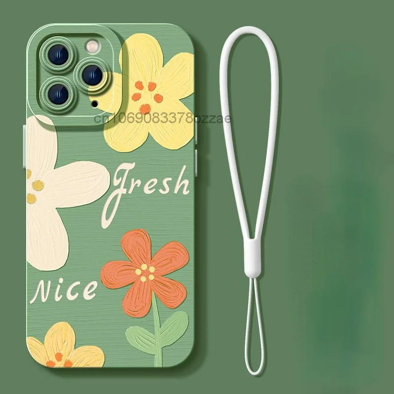 

Cute Colourful Flowers Phone Case For Iphone 14Pro 14promax All Inclusive 12 12pro Soft Shell 13pro Oil Painting Creativity New