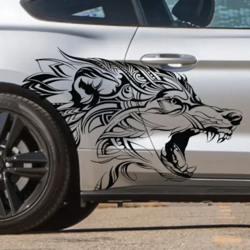 INCLUDES Both Sides - Mustang Ranger Wolf Coyote Grunge Tattoo Design Tribal Door Bed Side Pickup Vehicle Truck Car Vinyl Graphi
INCLUDES Both Sides - Mustang Ranger Wolf Coyote Grunge Tattoo Design Tribal Door Bed Side Pickup Vehicle Truck Car Vinyl Graphi