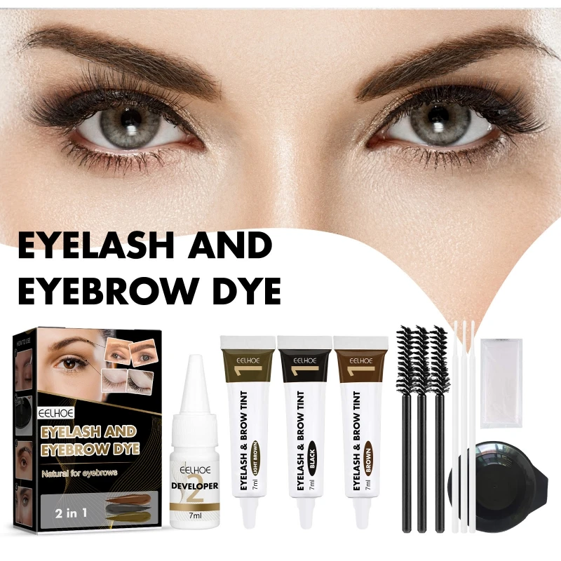 

2 in 1 Semi-Permanent Brow Lash Eyelash Eyebrow Dye Tint Black Brown Color Kit Makeup Home Salon Use Styling Maquiagem Beauty