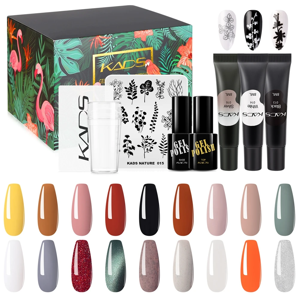 KADS 25 Pcs Nail Gel Polish Set Stamp Plate Black White Silver Stamping Gel Polish Top Base Coat Leaves Flower Stamp Template
KADS 25 Pcs Nail Gel Polish Set Stamp Plate Black White Silver Stamping Gel Polish Top Base Coat Leaves Flower Stamp Template